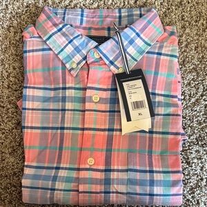 Vineyard Vines Pink, Blue & Green Madras Button-Down Shirt